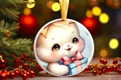 Vintage Baby Bunny on Cloud Christmas Ornament Product Image 1