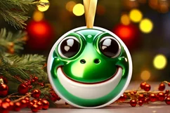 Frog with big eyes Round Christmas Ornament Sublimation PNG Product Image 1
