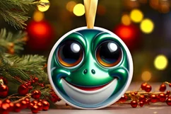 Frog with big eyes Round Christmas Ornament Sublimation PNG Product Image 3