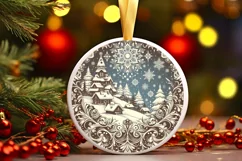 Round Christmas Ornament Sublimation|Clipart Product Image 2