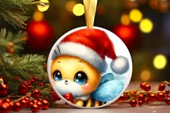 Vintage Bee with Santa Hat Sticker Sublimation PNG Product Image 3