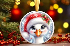 Swan with big eyes Round Christmas Ornament Sublimation PNG Product Image 1