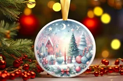 Round Christmas Ornament Sublimation|Clipart Product Image 1