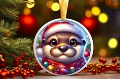 Shiny Christmas Otter Ornament Clipart Product Image 1