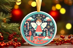 Round Christmas Ornament Sublimation|Clipart Product Image 2