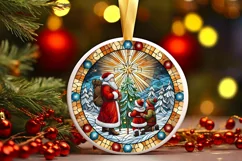 Round Christmas Ornament Sublimation|Clipart Product Image 2