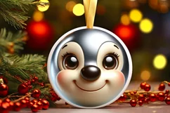 Deer with big eyes Round Christmas Ornament Sublimation PNG Product Image 3