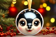 Deer with big eyes Round Christmas Ornament Sublimation PNG Product Image 1