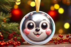 Deer with big eyes Round Christmas Ornament Sublimation PNG Product Image 1