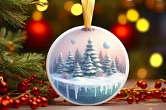 Round Christmas Ornament Sublimation|Clipart Product Image 1