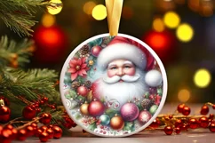 Santa with Santa Round Ornament Sublimation PNG Product Image 1