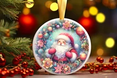 Santa with Santa Round Ornament Sublimation PNG Product Image 3