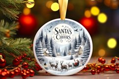 Round Christmas Ornament with Santa&#039;s Cheers PNG Product Image 1
