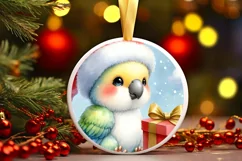Cute Baby Parrot on Cloud Christmas PNG Product Image 3