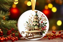 Round Christmas Ornament Sublimation|Clipart Product Image 2