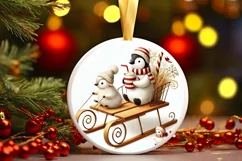 Round Christmas Ornament Sublimation|Clipart Product Image 2
