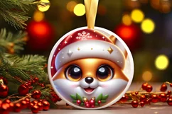 Fox with big eyes Round Christmas Ornament Sublimation PNG Product Image 3