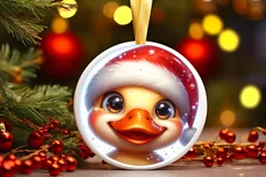 Duck with big eyes Round Christmas Ornament Sublimation PNG Product Image 3