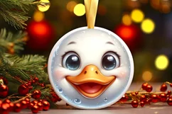 Duck with big eyes Round Christmas Ornament Sublimation PNG Product Image 1