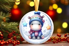 Cute Baby Hippo on Moon PNG Product Image 3