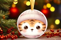 Cute Baby Tiger in Winter Clothes PNG Product Image 3