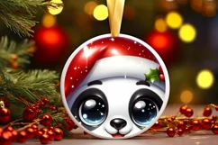 Panda with big eyes Round Christmas Ornament Sublimation PNG Product Image 3
