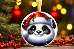 Panda Smiling Round Ornament Sublimation PNG Product Image 3