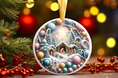 Round Christmas Ornament Sublimation|Clipart Product Image 1