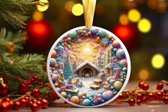 Round Christmas Ornament Sublimation|Clipart Product Image 1
