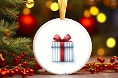 Gift Centered Round Christmas Ornament Sublimation PNG Product Image 3