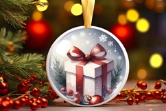 Gift Centered Round Christmas Ornament Sublimation PNG Product Image 1