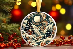 Round Christmas Ornament Sublimation|Clipart Product Image 1