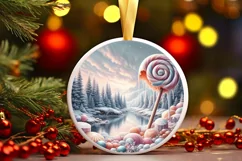 Molten Candy Winter Scene Round Christmas Ornament Product Image 3