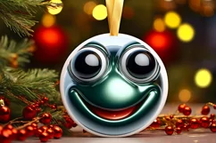 Frog with big eyes Round Christmas Ornament Sublimation PNG Product Image 3