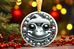 Frog with big eyes Round Christmas Ornament Sublimation PNG Product Image 3