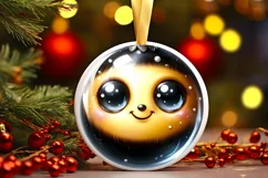 Bee with big eyes Round Christmas Ornament Sublimation PNG Product Image 3