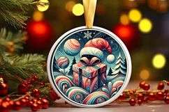 Round Christmas Ornament Sublimation|Clipart Product Image 2