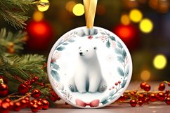 Polar Bear Christmas Ornament Sublimation PNG Product Image 3