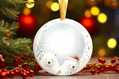 Polar Bear Christmas Ornament Sublimation PNG Product Image 1