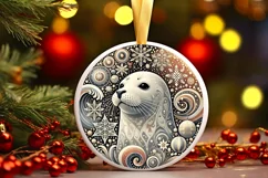 Round Christmas Ornament Sublimation|Clipart Product Image 1