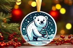 Round Christmas Ornament Sublimation|Clipart Product Image 1