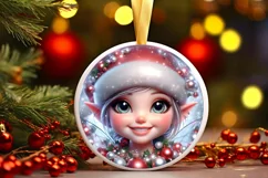 Shiny Christmas Fairy Round Ornament Sublimation PNG Product Image 3