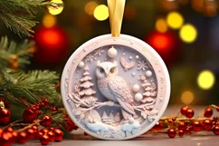 Christmas Owl Cute Animal Ornament Sublimation Product Image 2