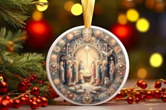 Round Christmas Ornament Sublimation|Clipart Product Image 1