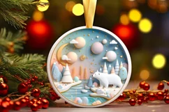 Round Christmas Ornament Sublimation|Clipart Product Image 1