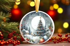 Round Christmas Ornament Sublimation|Clipart Product Image 1