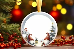 Winter Gnomes Round Christmas Ornament Sublimation PNG Product Image 3