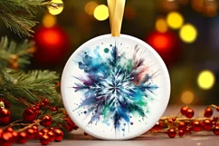 Snow Flake Christmas Round Cute Ornament Sublimation Product Image 2