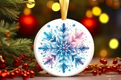 Snow Flake Christmas Round Cute Ornament Sublimation Product Image 2