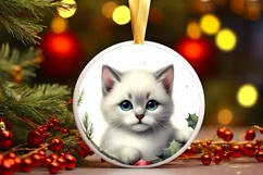 Cat Christmas Watercolor Clipart PNG Product Image 3